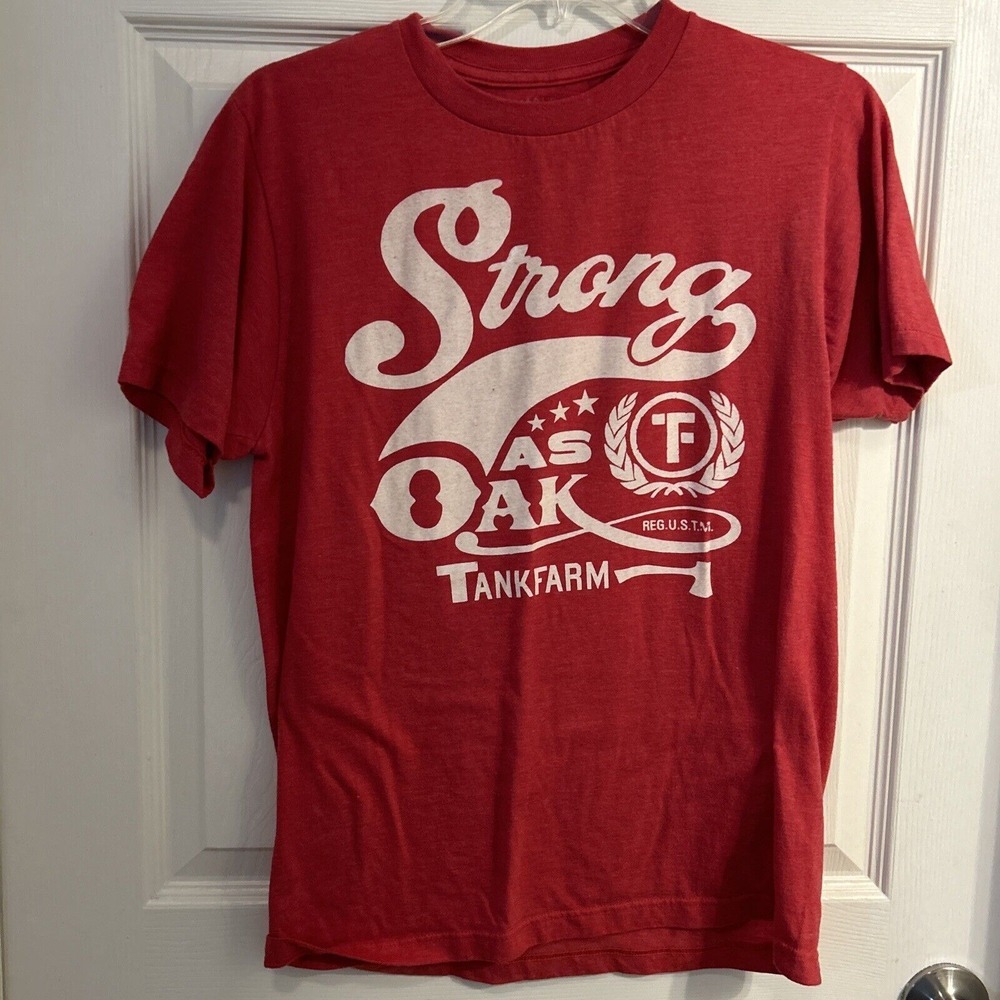 TANKFARM & CO "Strong As Oak" Graphic Red T-Shirt Men's Size S